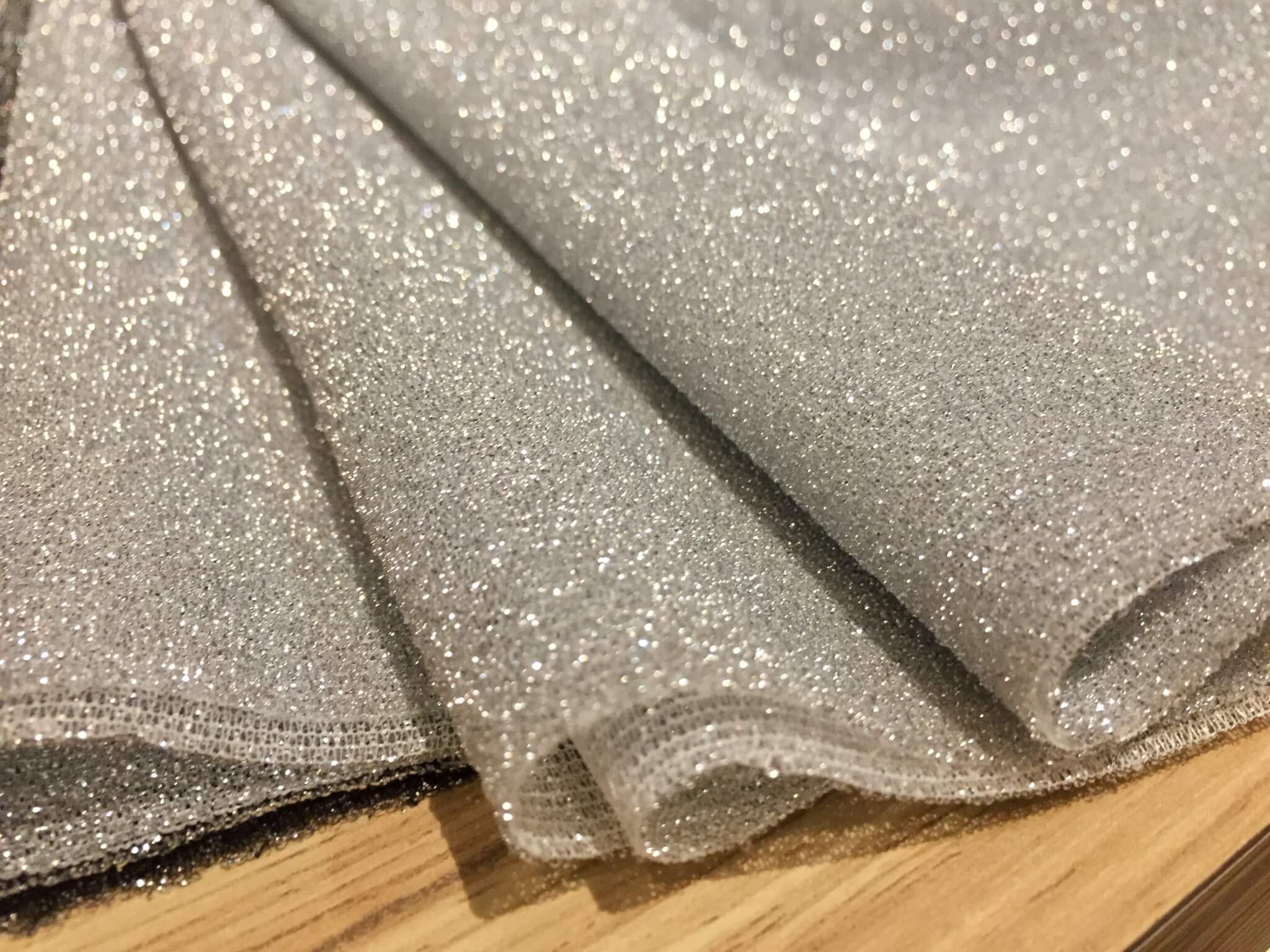 Lightweight Metallic Lurex Fabric Stretch Jersey Material - Sparkling  SILVER Glitter - 150cm wide - Lush Fabric
